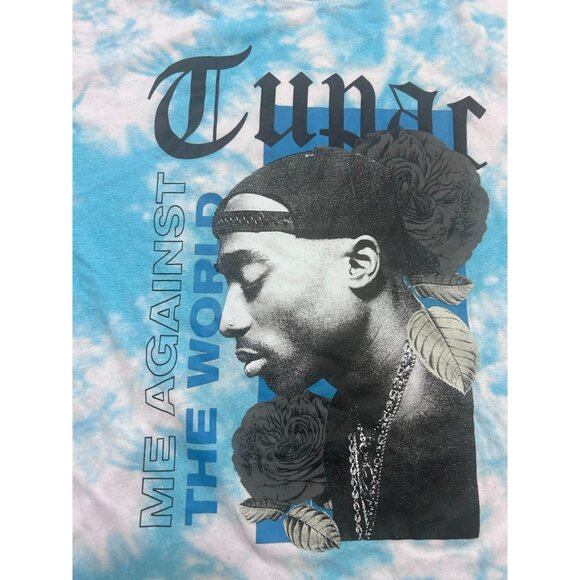 2PAC Tupac Me Against The World T-Shirt Men's XL Tie Dye Causal Crew Neck Blue - Picture 2 of 9